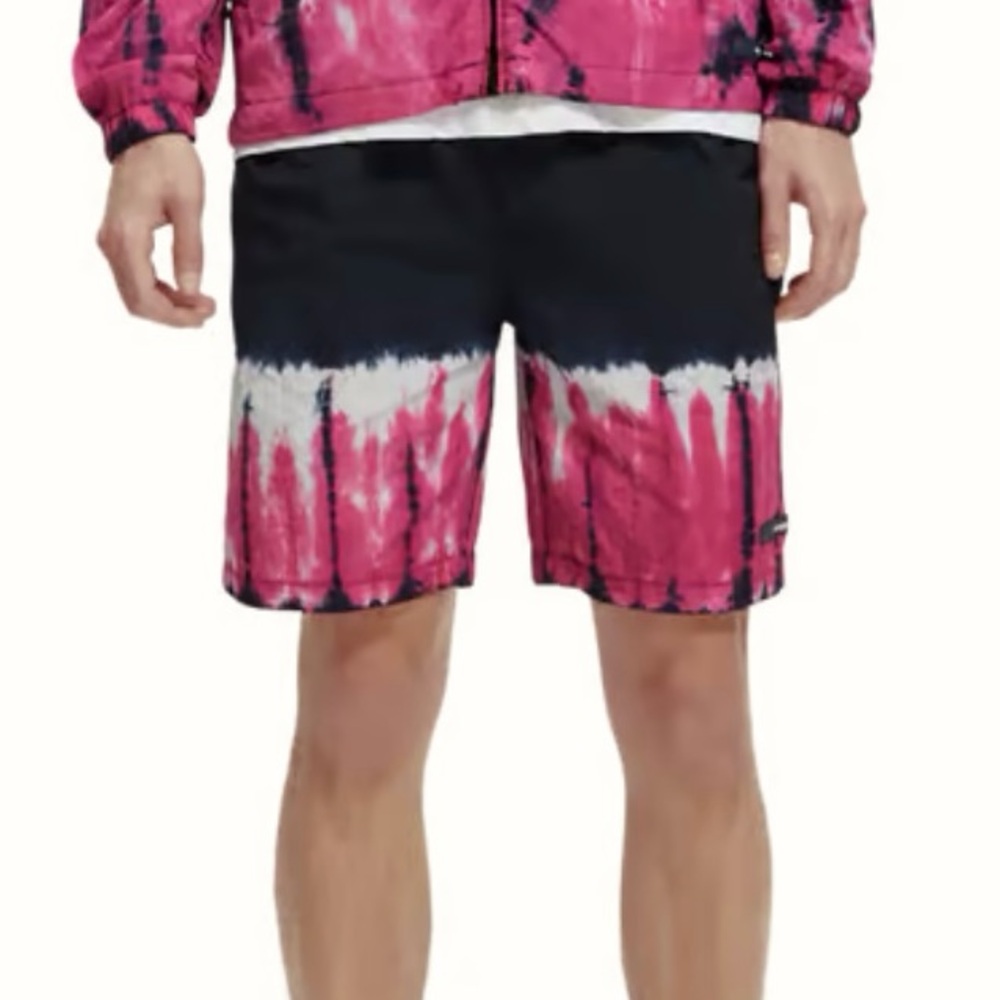 131. Men’s Scotch & Soda Navy & Pink Tie Dye Nylon Short NWT